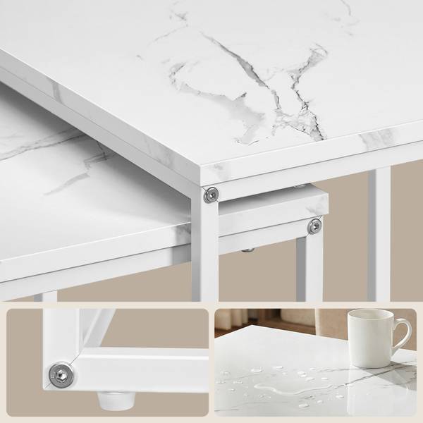 Couchtisch LENA 2er-Set Marmor Weiß Dekor - 50 x 51 x 50 cm
