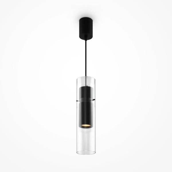 Suspension Luminaire Tube Santos Noir - Transparent