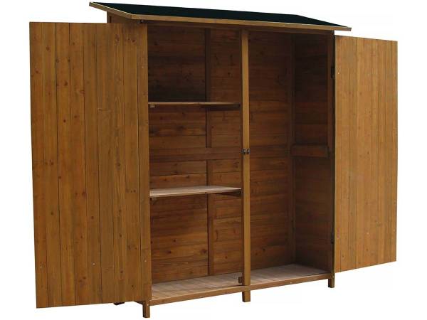 Gartenschrank - Gartentruhe espacio Braun - Massivholz - 49 x 162 x 140 cm