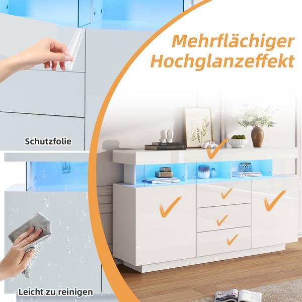 Sideboard Rezer Weiß - Holzwerkstoff - 140 x 80 x 35 cm