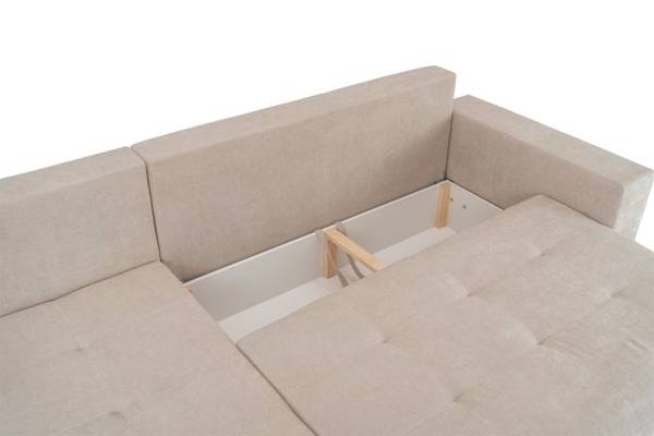 Ecksofa ARMARI mit Schlaffunktion Creme - Ecke davorstehend links