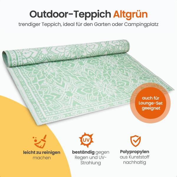 Outdoorteppich Summer Flora Hellgrün - Weiß