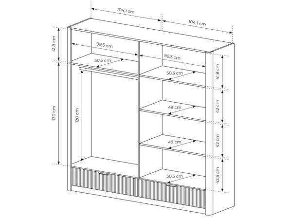 Drehtürenschrank LATINA Beige - ABS - 213 x 209 x 55 cm