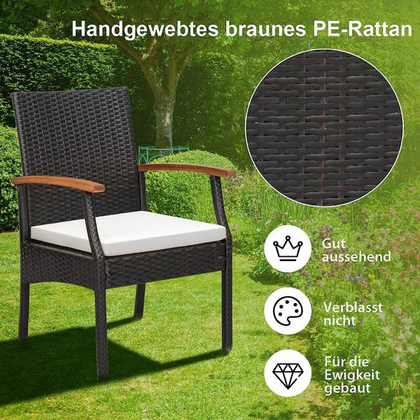 Gartenstuhl Polyrattan (2er Set) Braun - Rattan - 57 x 89 x 61 cm