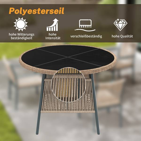 Gartenmöbel-Set Anemoi Ⅰ Beige - Schwarz - Metall - Textil