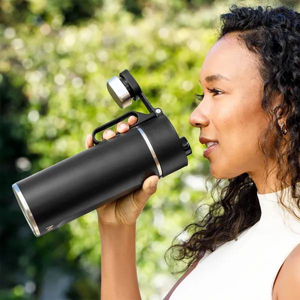 DW1801EUUKGY, Thirsti Trinkflasche Schwarz - Edelstahl - 8 x 24 x 8 cm