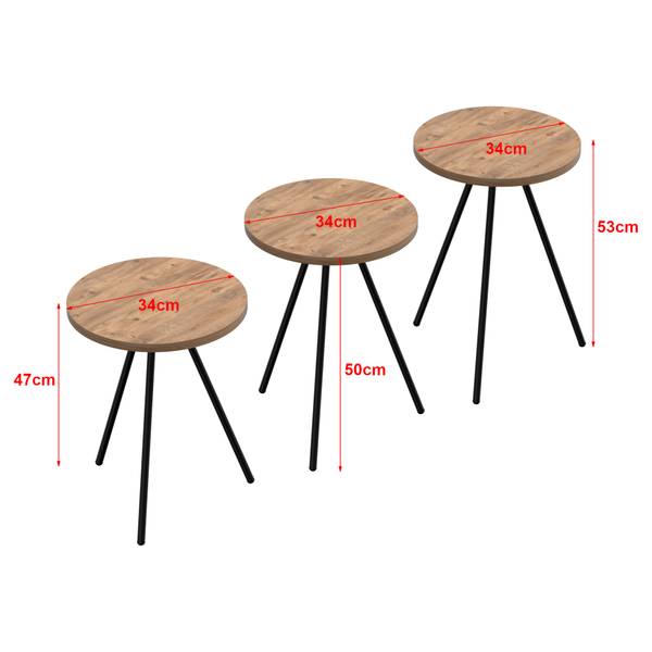 Satztisch Ølgod Braun - Metall - 34 x 53 x 34 cm