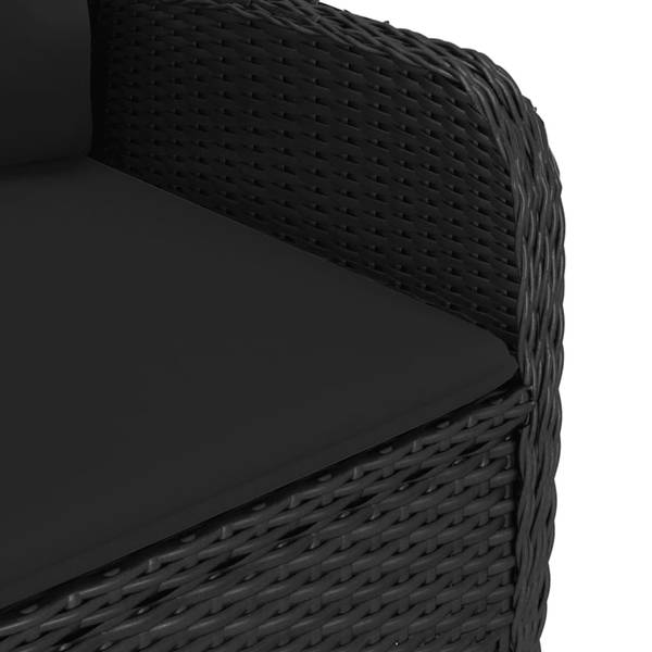 Eethoek Voor Buiten 3012966 set van 9 zwart - polyrotan - 58 x 108 x 63 cm