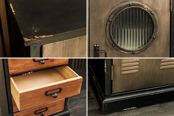 Sideboard NAUTILUS Schwarz - Braun - Grau - Kristallglas - 105 x 79 x 32 cm