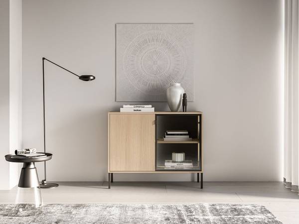 Sideboard BARNEE Schwarz - Braun - Eiche Dekor