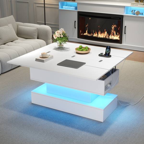Table Basse Hermes Ⅵ Blanc - Bois manufacturé - 50 x 64 x 100 cm