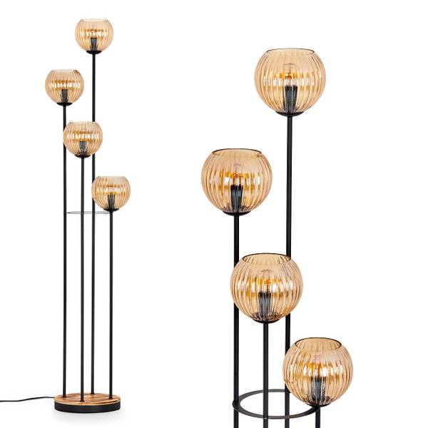 Stehlampe Cesaro Orange - Kiefer - Aluminium - Klarglas - 74 x 147 x 13 cm