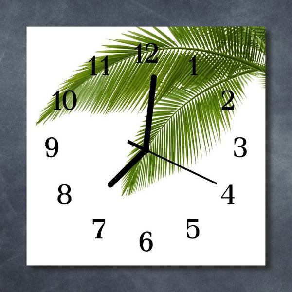 Wanduhr Palmenblätter grün Grün - Glas - 30 x 30 x 1 cm