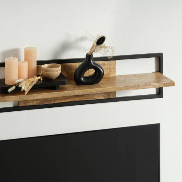 Wandboard EVEREST Beige - Schwarz - Metall - Holz teilmassiv - 120 x 1 x 30 cm