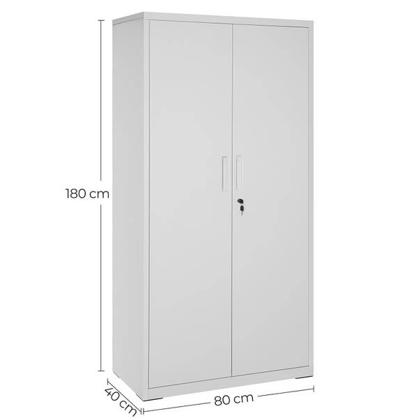 Aktenschrank Abuja Grau - Metall - 40 x 180 x 80 cm