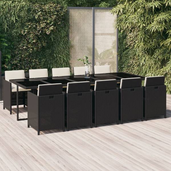 Garten Essgruppe 3001936-4 11-teilig Schwarz - Weiß - Polyester - Klarglas - 107 x 74 x 275 cm