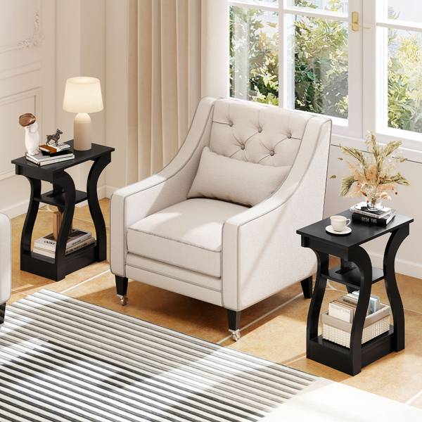 Beistelltische VH34999(2er-Set) Schwarz - Holzwerkstoff - 30 x 61 x 50 cm