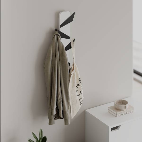 Wandgarderobe Holz Alesta Aufhänger Weiß Weiß