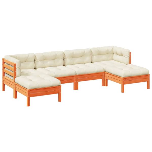 Loungeset 3042343 set van 6 bruin - grenenhout - 63 x 62 x 63 cm
