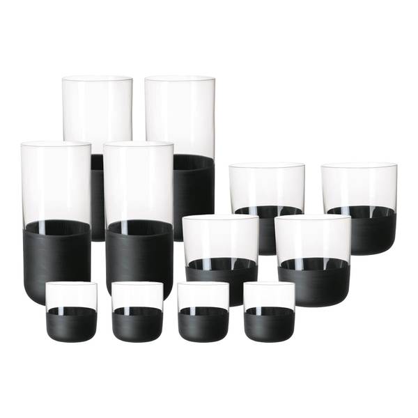 Bargläser Manufacture Rock 12er Set Schwarz - Kristallglas - 15 x 16 x 15 cm
