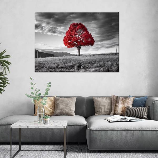 Tableau déco Arbre dans un pré Paysage 90 x 60 cm
