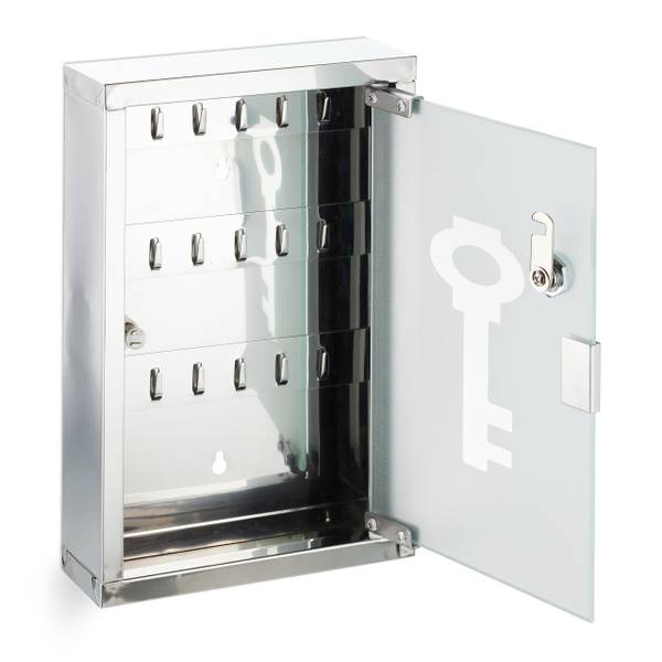 Schlüsselkasten zum Abschließen Silber - Stahl - 22 x 32 x 6 cm