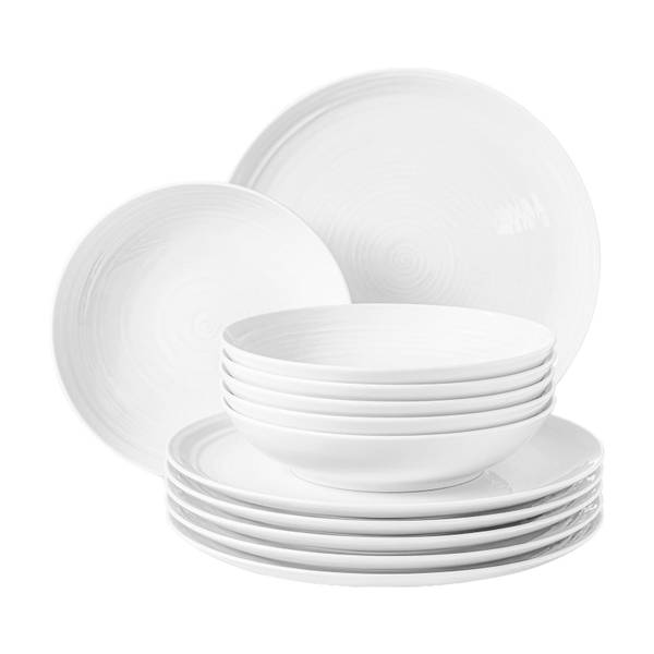 Tafelservice Terra Uni 12-teilig Weiß - Pinie - 33 x 24 x 33 cm