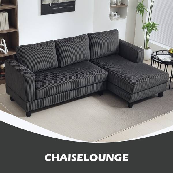 Ecksofa 83B-242V00CG Grau - Cord - 134 x 87 x 214 cm