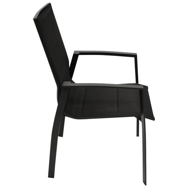 Garnitur RIVELLO 7-teilig Schwarz - Braun - Grau - Akazie - Aluminium - Polyester PVC - 200 x 75 x 90 cm