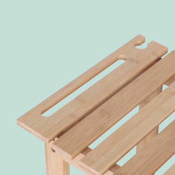 Badhocker aus Bambus mit Ablage Braun - Holzverbundwerkstoff - 53 x 42 x 33 cm