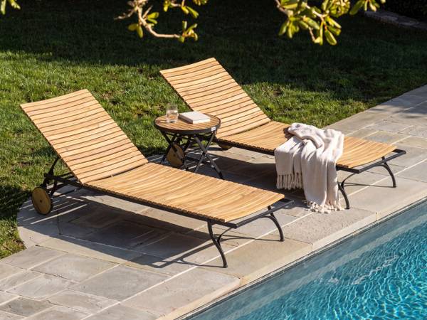 Gartenliege LASCARI Schwarz - Braun - Massivholz - 69 x 86 x 200 cm