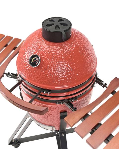 Gril à charbon de bois KAMADO Noir - Marron - Rouge