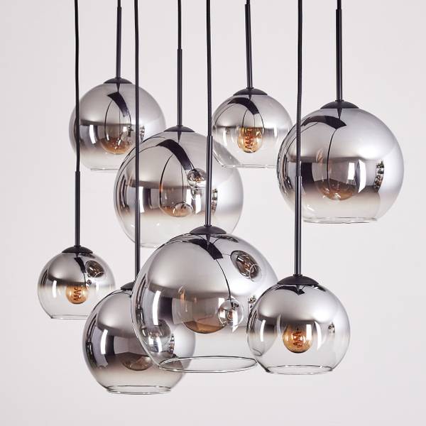 Deckenleuchte Cesaro Grau - Silber - Aluminium - Klarglas - 80 x 147 x 100 cm