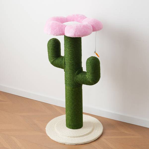 Kat klimrek FlowerWoody groen - plaatmateriaal op houtbasis - 46 x 90 x 46 cm