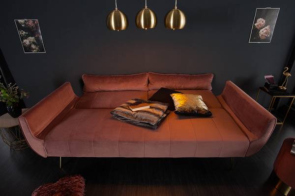 Schlafsofa DIVANI Gold - Hellrosa - Textil - Holzart/Dekor
