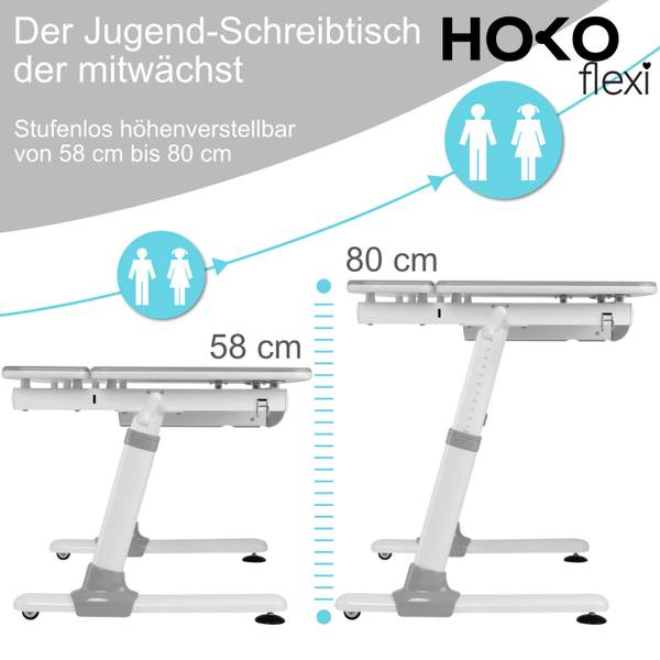 Kinderschreibtisch Ergo Weiß - Holzwerkstoff - 71 x 80 x 98 cm