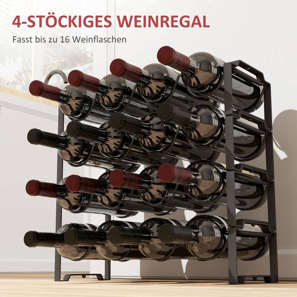 Wijnrek 801-382V00BK zwart - metaal - 17 x 41 x 43 cm