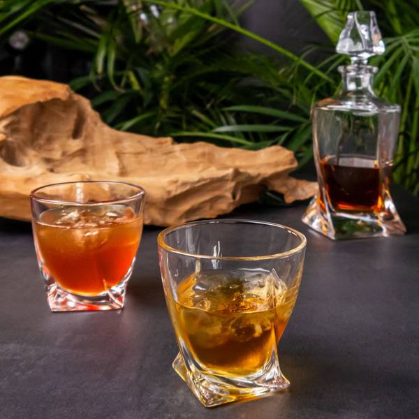 2x Whisky Glas Whiskey Kristallglas Glas - 19 x 19 x 32 cm
