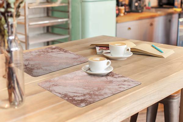 PLATZSETS Marmor 6er-Set Gold - Vinyl - 45 x 30 x 1 cm