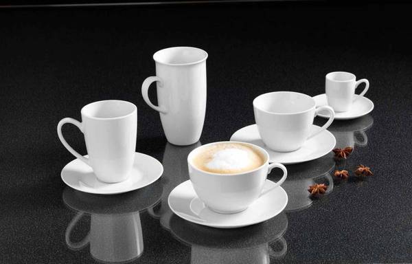 Kaffeetassen Bianco 6er Set Weiß - Porzellan - 11 x 8 x 11 cm