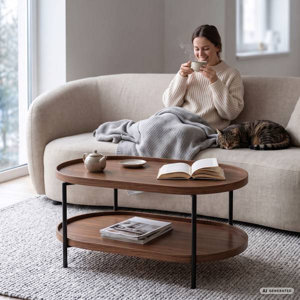 Loft Couchtisch CORTADO 5613 Schwarz - Walnuss Dekor - Walnuss