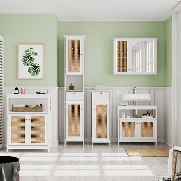 Badmöbel-Set Rosario 40448 5er Set Weiß - Holzwerkstoff - 60 x 60 x 30 cm