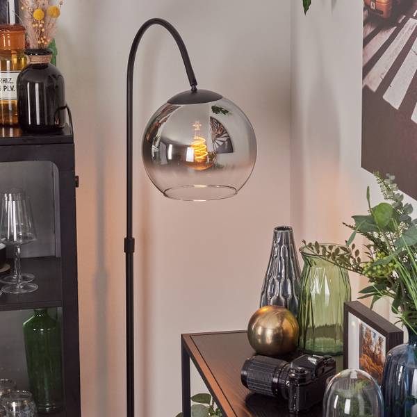 Stehlampe Cesaro Grau - Silber - Aluminium - Klarglas - 11 x 141 x 105 cm