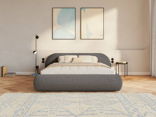 Polsterbett Shels Braun - Kein Bettkasten - Bouclé - Polyamid - Webstoff