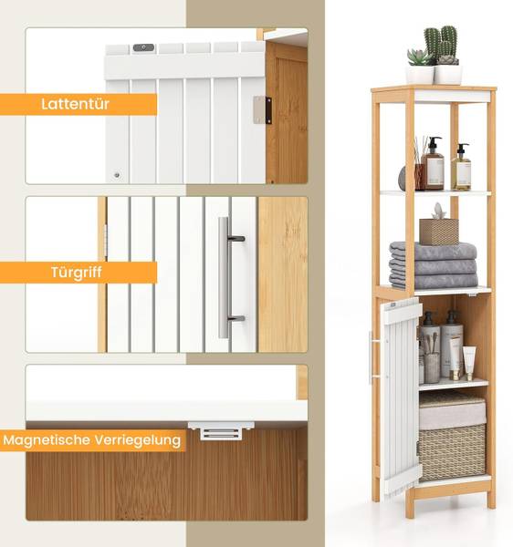 Badezimmerschrank NM9091ZM Braun - Bambus - 30 x 129 x 30 cm