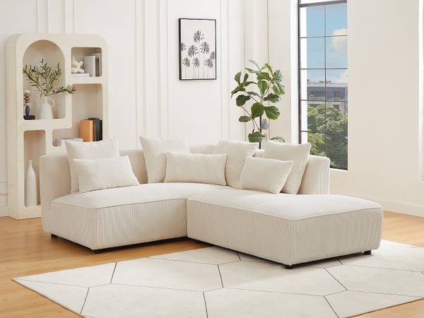 Sofa ohne Schlafmöglichkeit MECODI Beige - Textil - 185 x 71 x 231 cm