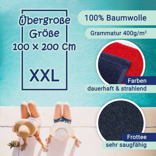 Strandtuch 00000313 Blau - Textil - 100 x 1 x 200 cm
