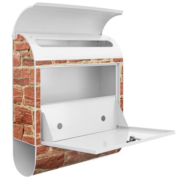 Briefkasten Stahl Mauerwerk Weiß - Stahl - 38 x 46 x 13 cm