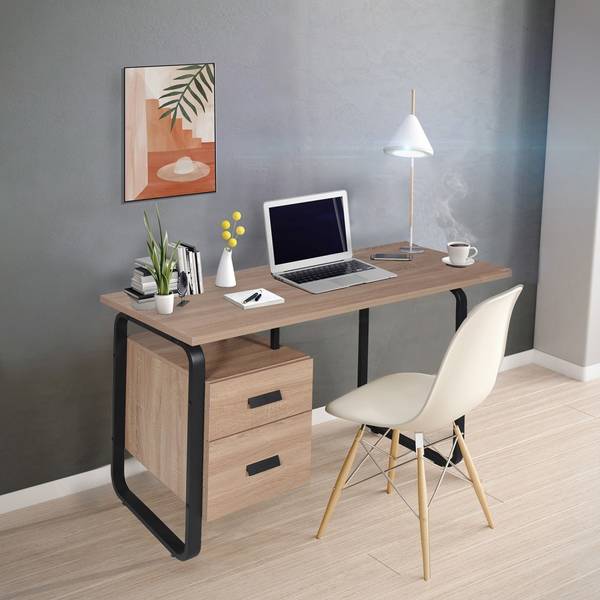 Schreibtisch PEARL mit Schubladen Braun - Holzwerkstoff - 60 x 76 x 120 cm
