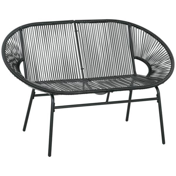 Gartenbank 867-177V00BK Schwarz - Polyrattan - 72 x 83 x 132 cm